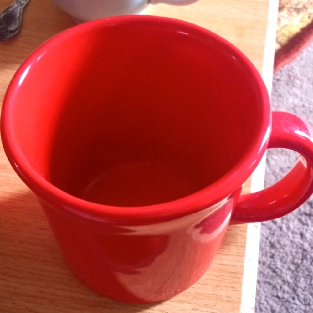 Made in The USA Stonewear Red Mugs. set of Two.